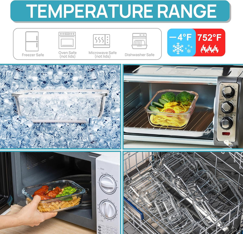 Glass Food Storage Containers with Airtight Lids, Meal Prep Bento Boxes U903999