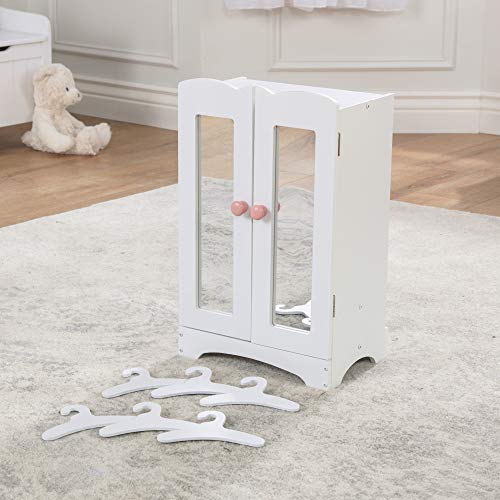 Wooden Doll Armoire with 6 Hangers for 18-Inch Dolls O873989