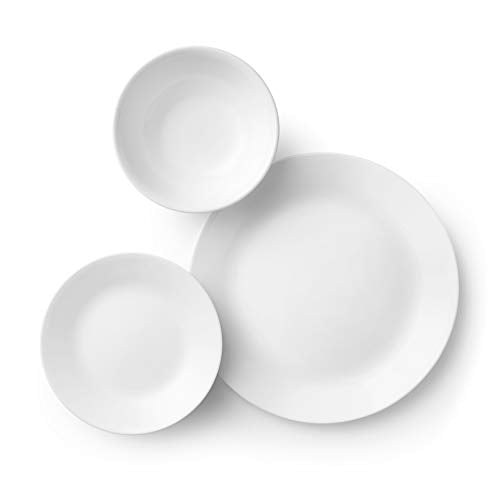 18-Piece Dinnerware Set for 6 with 6 Soup Cereal Bowls, Chip Resistant, Winter Frost White C285
