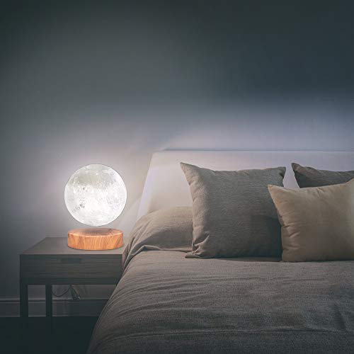 Levitating Moon Lamp, Floating and Spinning with 3D Printed LED Light, 3 Colors, Room Decor R1578