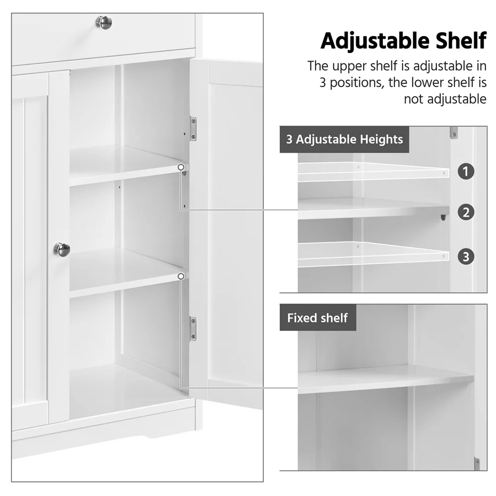 4 Drawers Floor Storage Cabinet with Adjustable Shelf, White G1292
