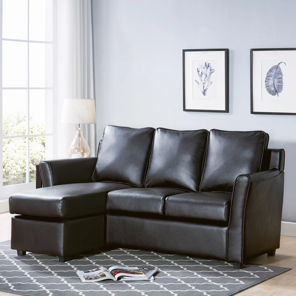 Transitional Sectional Sofa in Dark Gray Faux Leather S848155