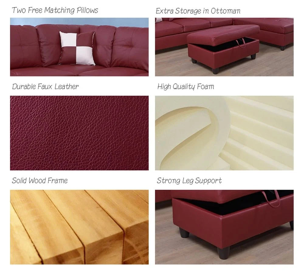 Right Hand Facing Sectional Sofa Red G339608