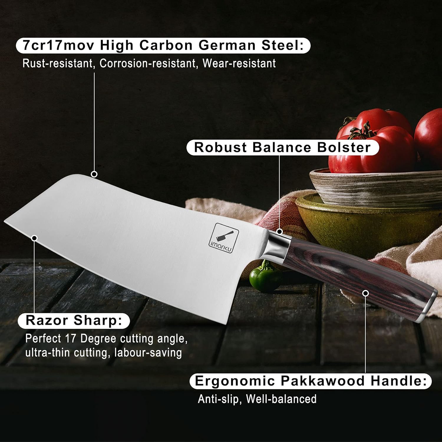 Santoku Knife and Cleaver 7 Inch Kitchen Knife T2078