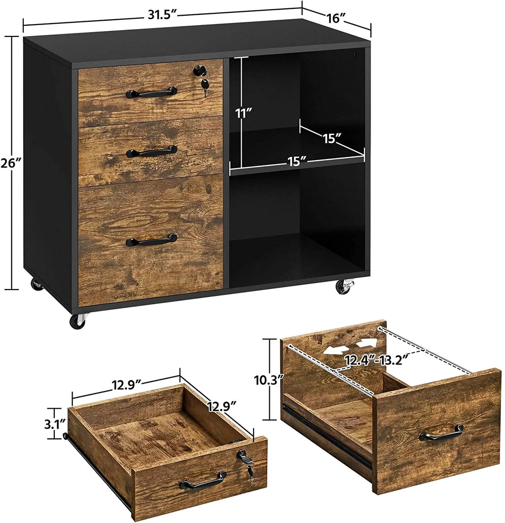 3 Drawer Lateral File Cabinet with Lock for Letter A4 Q625797