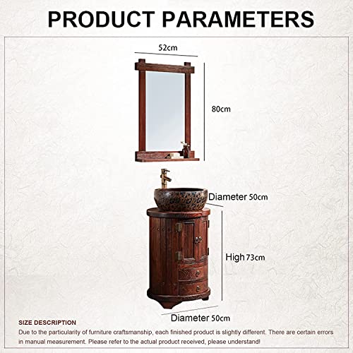 Freestanding Pedestal Sink with Vanity Cabinet, Retro Bathroom Basin Set D565540