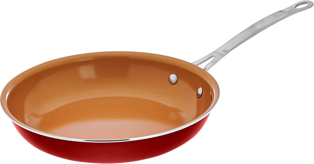 Ceramic and Titanium Nonstick Fry Pan, Red, 11" M6644