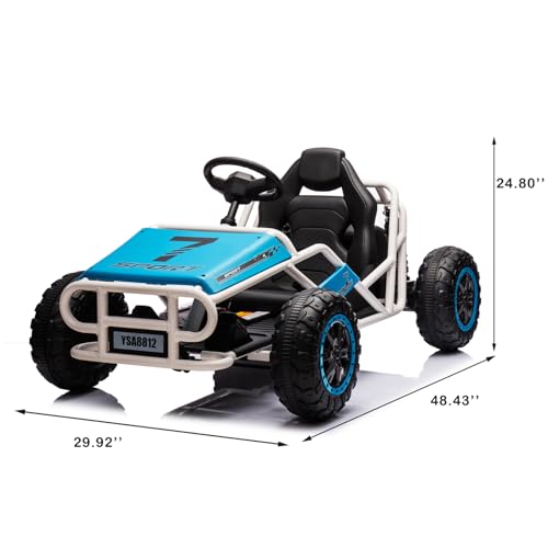 Electric Go Kart for Kids Ages 6-12, 2x200W Motor, 6MPH, Blue W86771