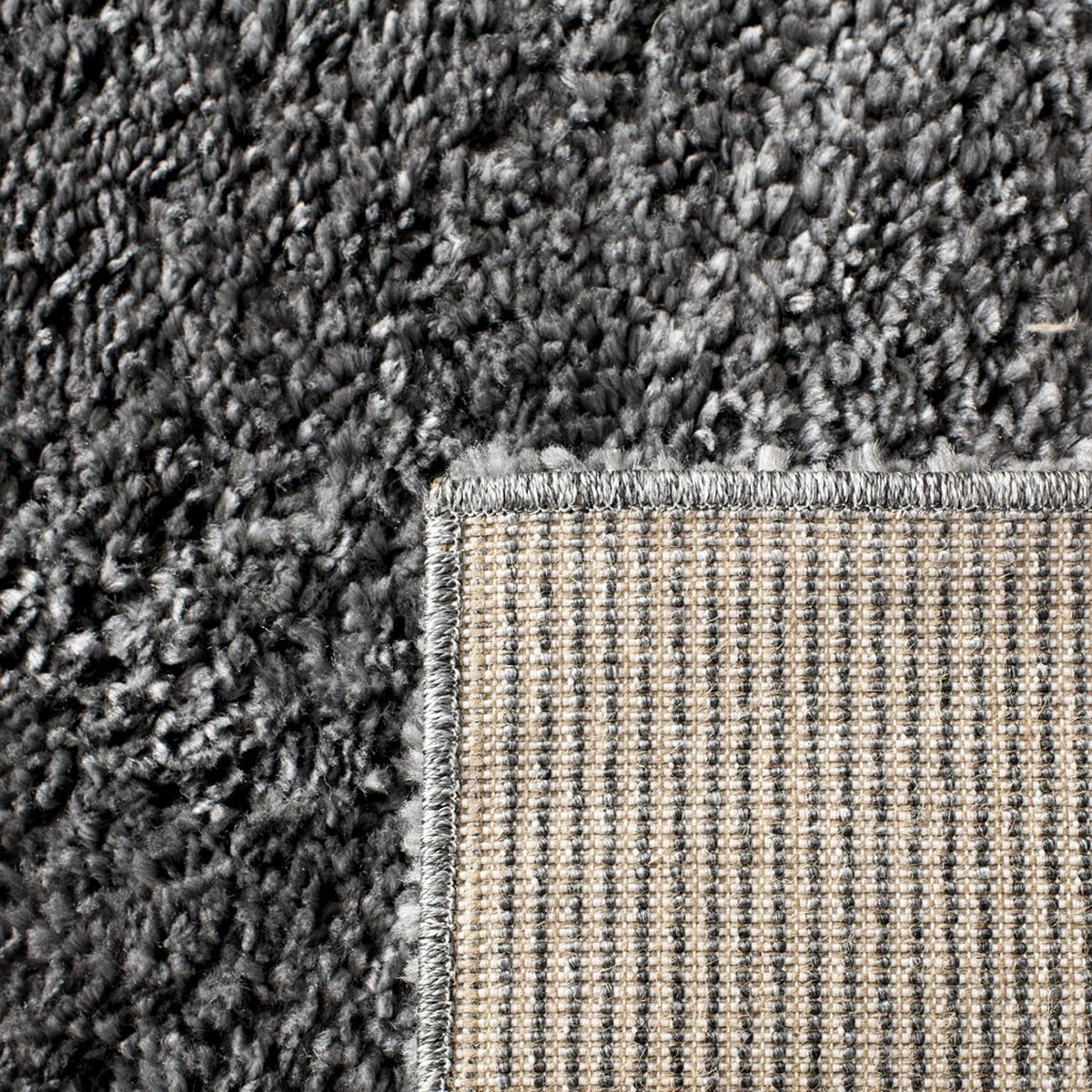 Plush Shag Area Rug, Grey, 4' x 4' Square I620