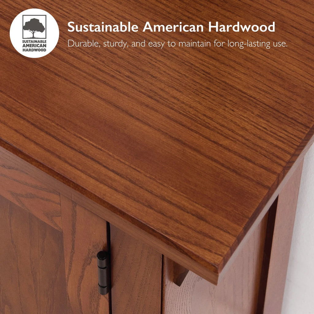 Mission Foyer Cabinet Hall Stand, Solid Wood, Rich Russet Finish Q836359
