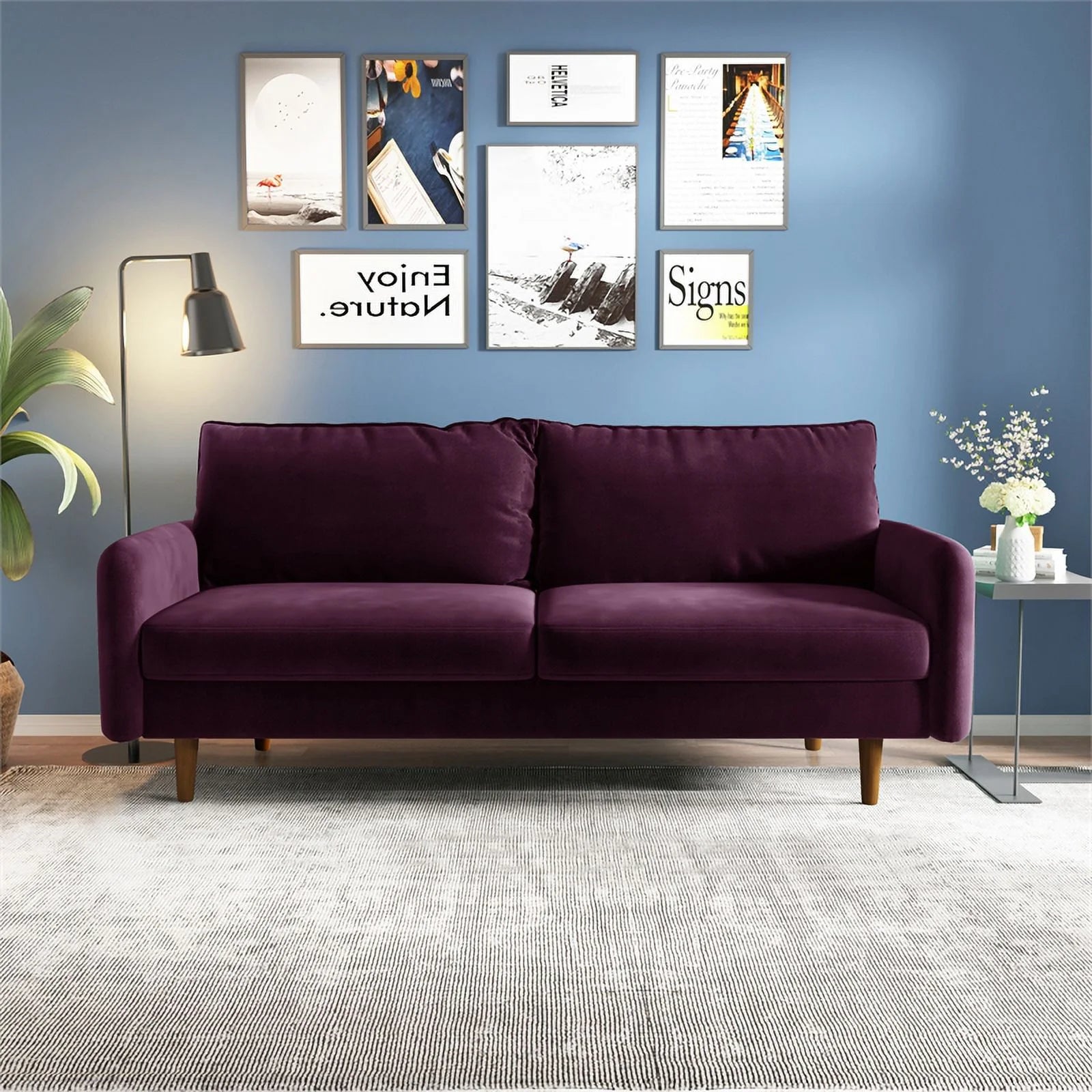 Contemporary 70" Velvet Sofa in Purple I41110
