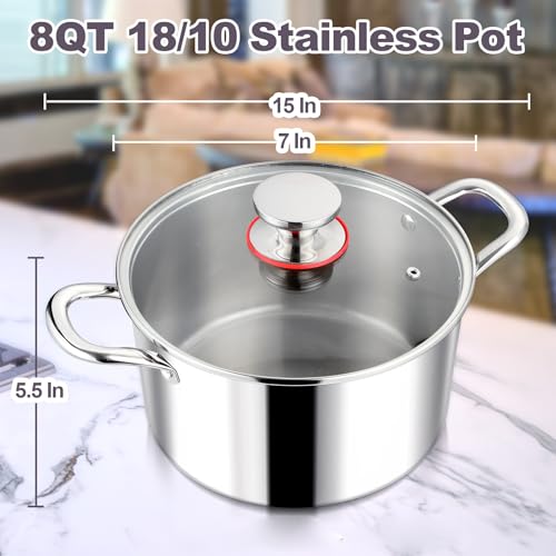 Stainless Steel Stock Pot with Lid, 12 Quart Soup Pot H83901