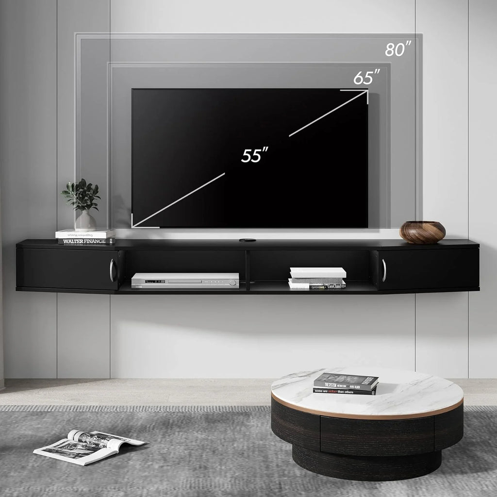 Floating TV Stand with Cabinet, Wall Mounted TV Shelf, 70'' C179431