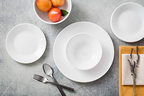 18-Piece Dinnerware Set for 6 with 6 Soup Cereal Bowls, Chip Resistant, Winter Frost White C285