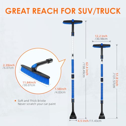 47.2" Ice Scraper for Car Windshield with Extendable Snow Brush M2792