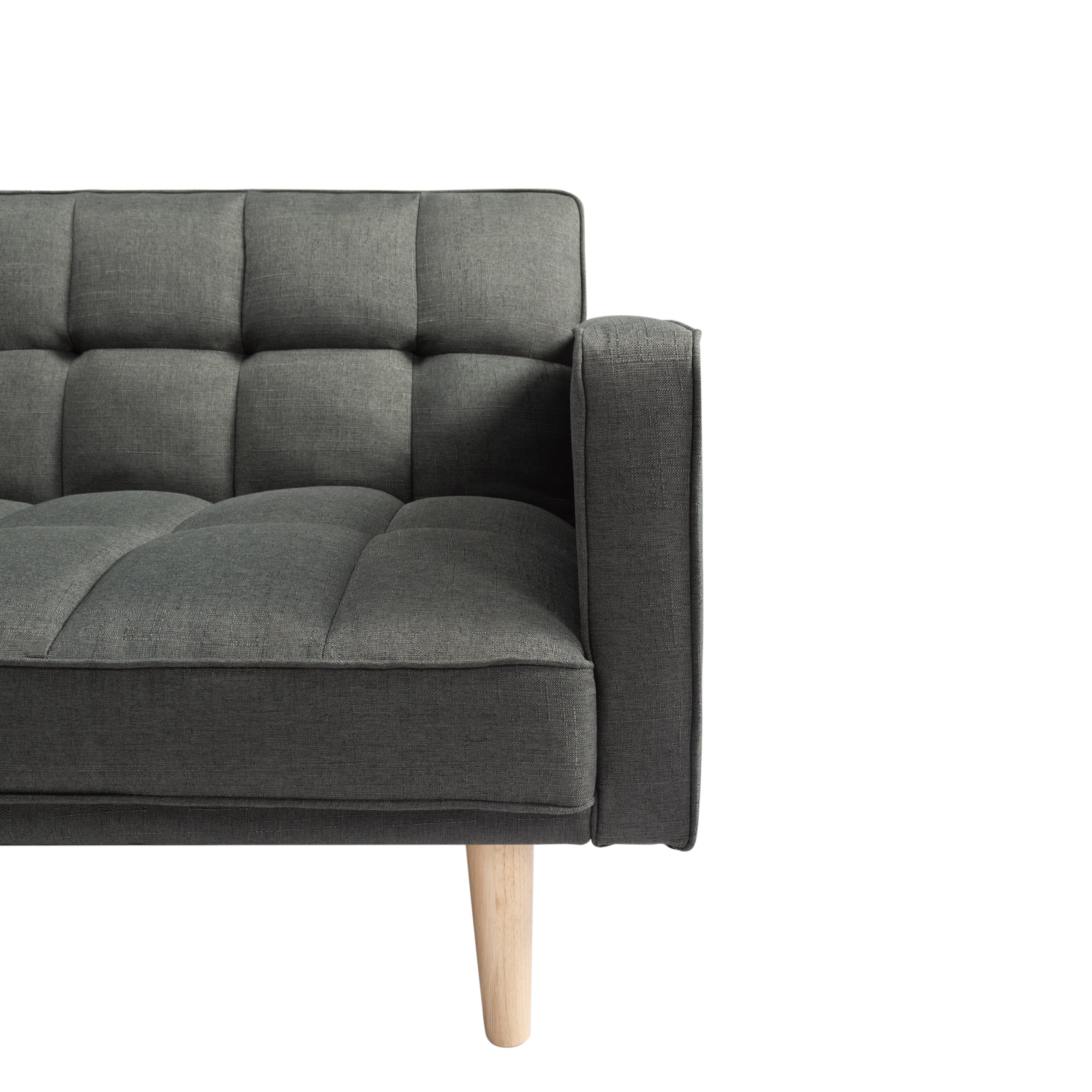 Futon Sofa Bed with Split Back and Wood Legs F4124