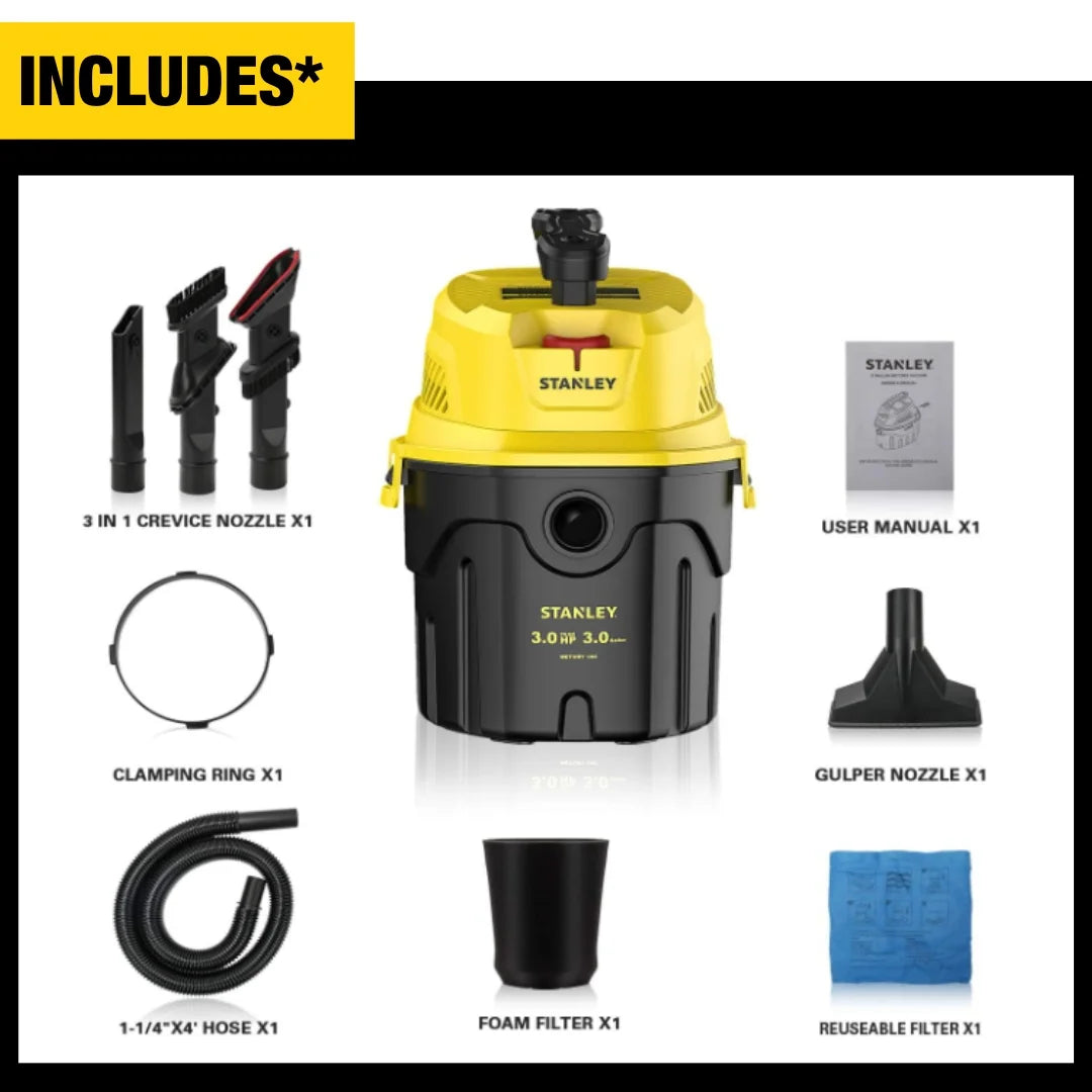 3 Gallon Wet Dry Vacuum, 3 Peak HP N665038