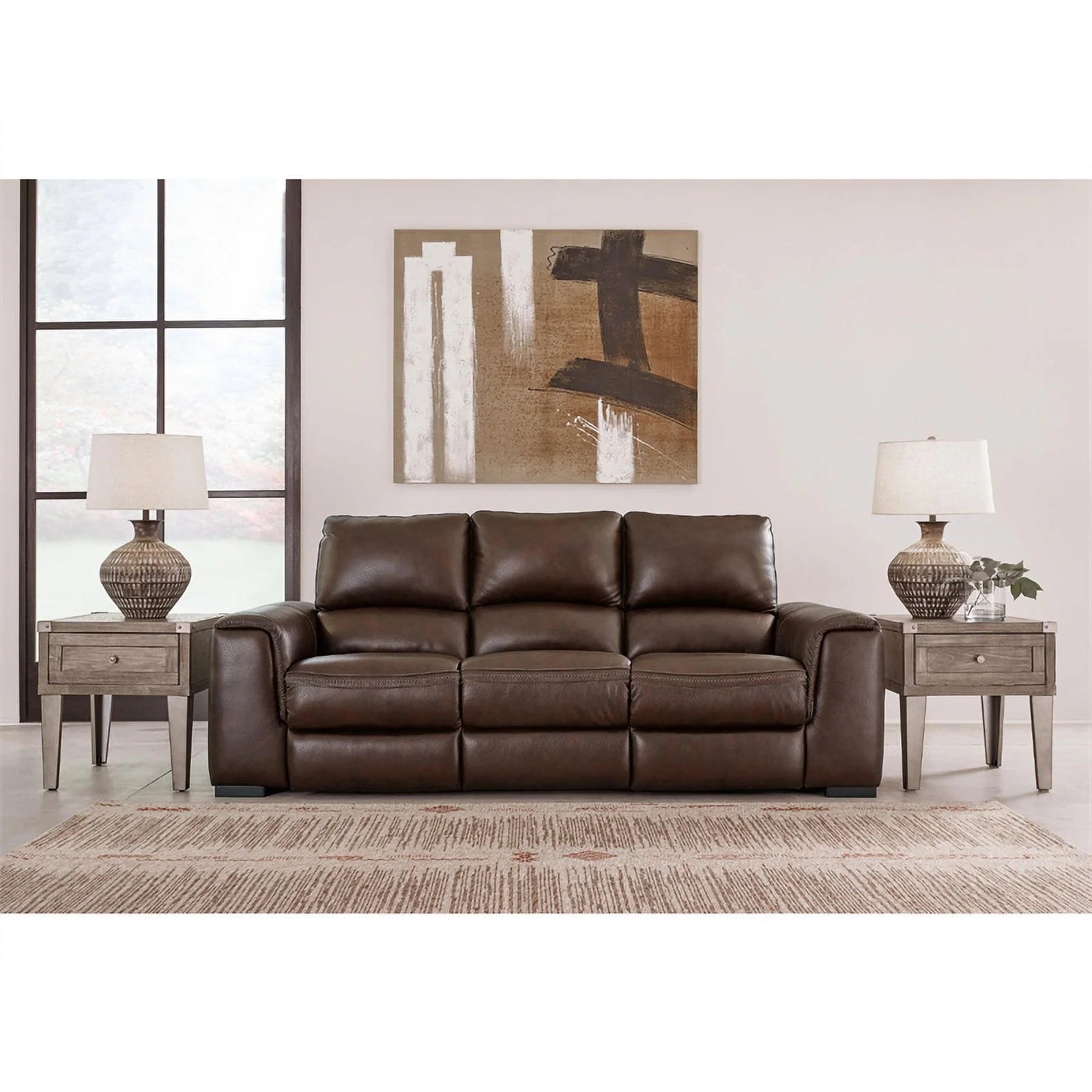 Leather Power Reclining Sofa with Headrest R451