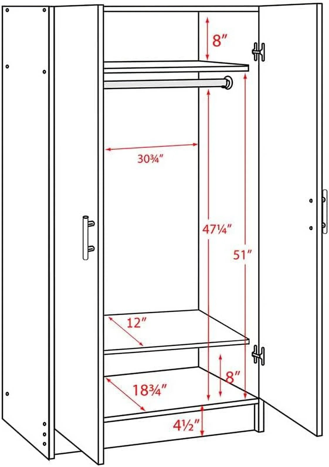 32" Espresso Wardrobe Armoire G765