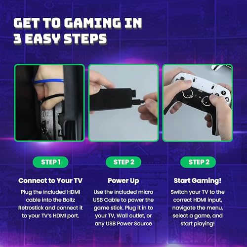 Retro Gaming Stick with 40,000+ Classic Games, 4K HDMI, 2 Wireless Controllers J6068
