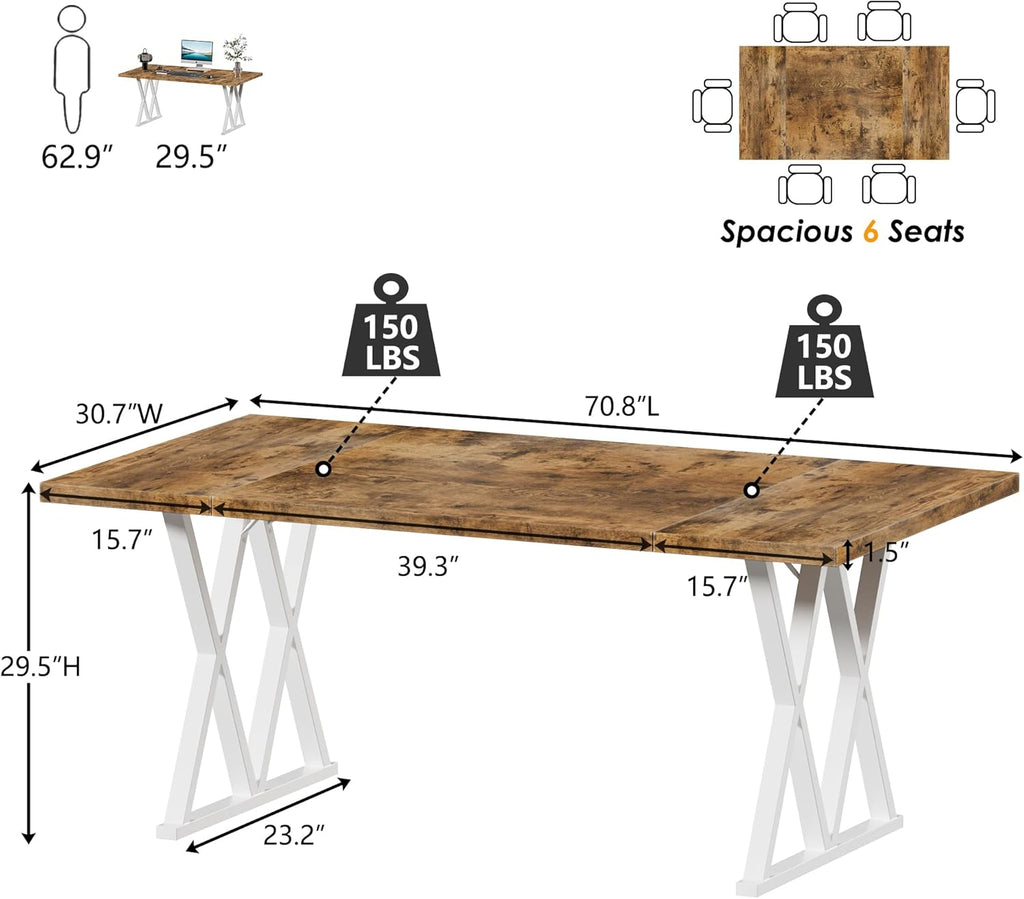 Large Executive Desk with X-Shaped Metal Legs, Modern Office Workstation P96479
