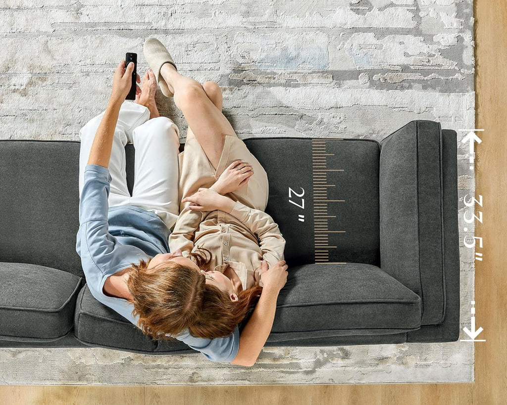 Modern Sofa with Embedded Arm Pillow, Dark Grey, 87 Inch S677743