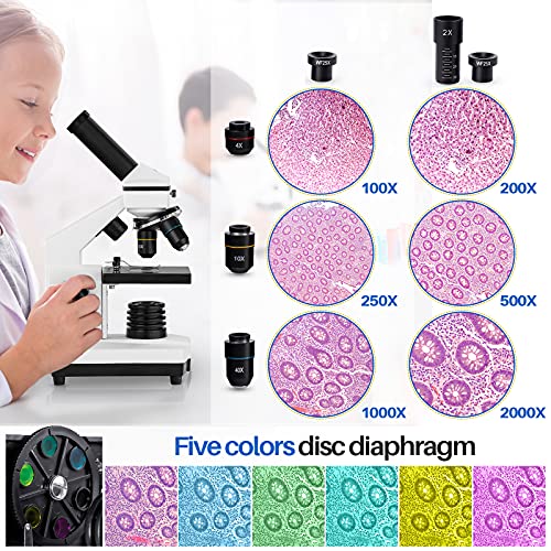 Compound Microscope 100X-2000X with Slides for Kids Students Z499