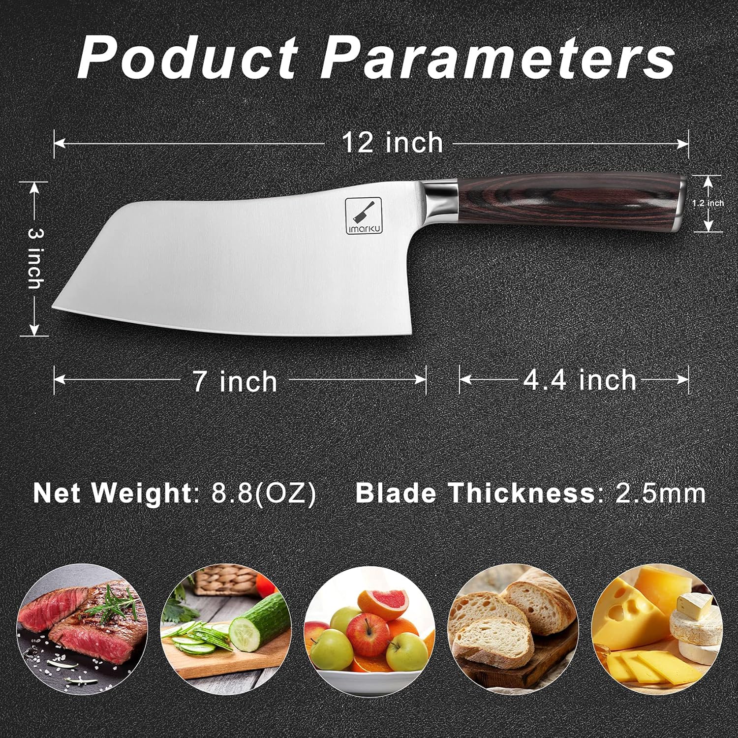 Santoku Knife and Cleaver 7 Inch Kitchen Knife T2078