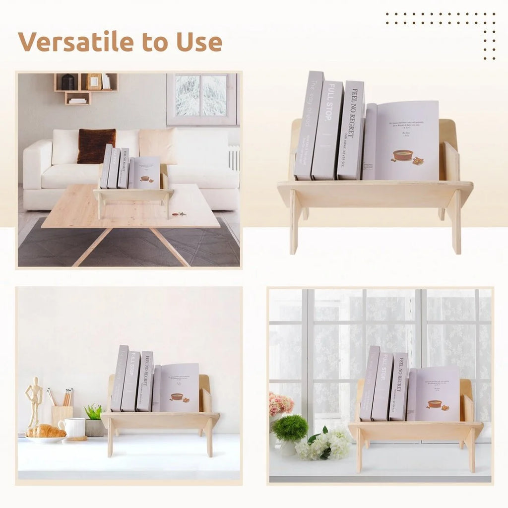 Wooden Desktop Bookshelf, Tilted Tabletop Bookcase, Desk Organizer Storage Rack G688927