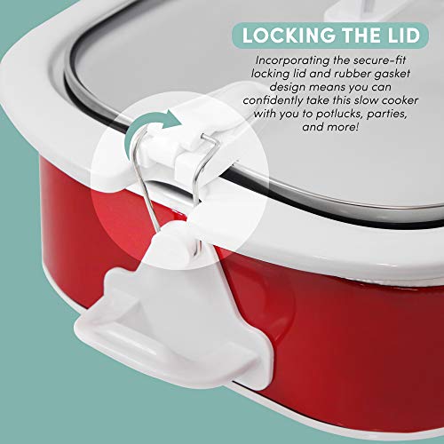3.5Qt Casserole Slow Cooker with Locking Lid and Adjustable Temperature Q97249