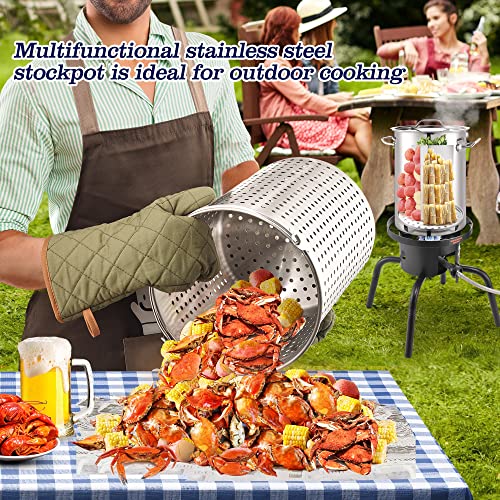Stainless Steel Stock Pot 6-Piece with Basket and Steamer Rack V993