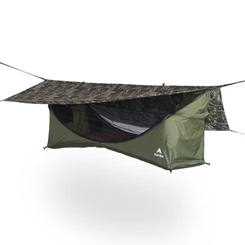 Lay Flat Hammock Tent with Mosquito Net, Insulated Pad and Rainfly D732