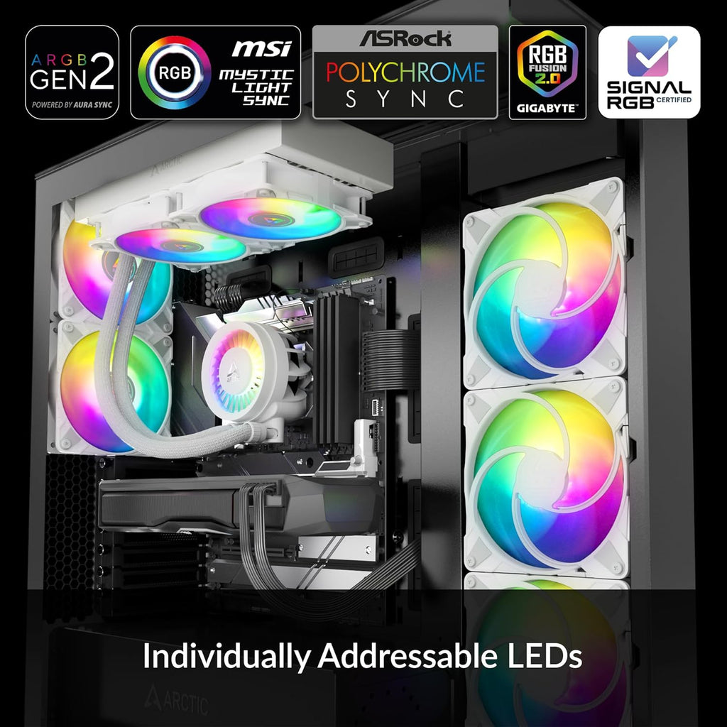 CPU AIO Water Cooler 240mm, PWM Pump, White J3535