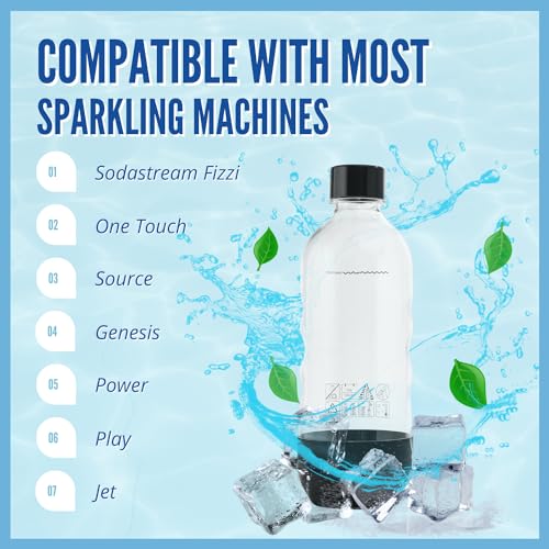 Replacement Bottle for Sparkling Water Machine, 1 Liter, 2-Pack, Black Q308