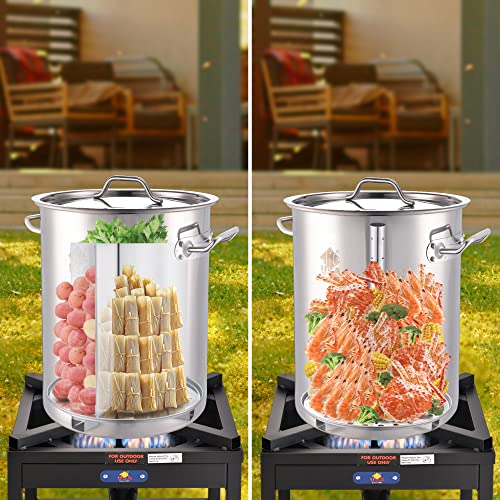 Stainless Steel Stock Pot 6-Piece with Basket and Steamer Rack V993