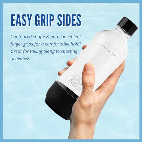 Replacement Bottle for Sparkling Water Machine, 1 Liter, 2-Pack, Black Q308