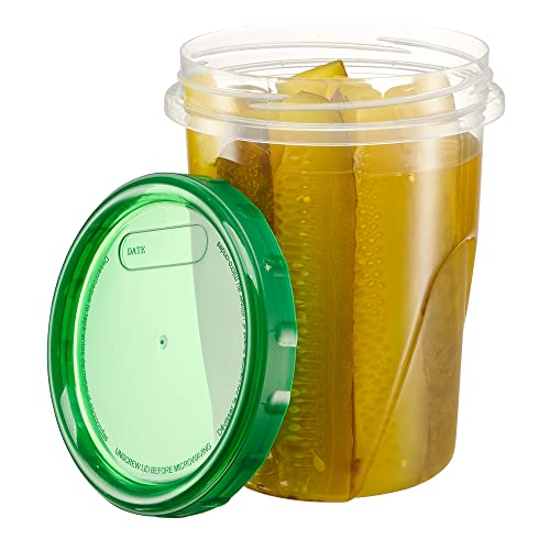 6 Pack Twist Cap Food Storage Containers with Green Screw on Lid, 16 oz, Freezer and Microwave Safe W967560