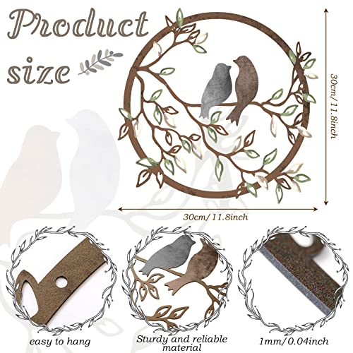 Metal Wall Art Bird on Tree Branch for Living Room Garden Bedroom Office H385129