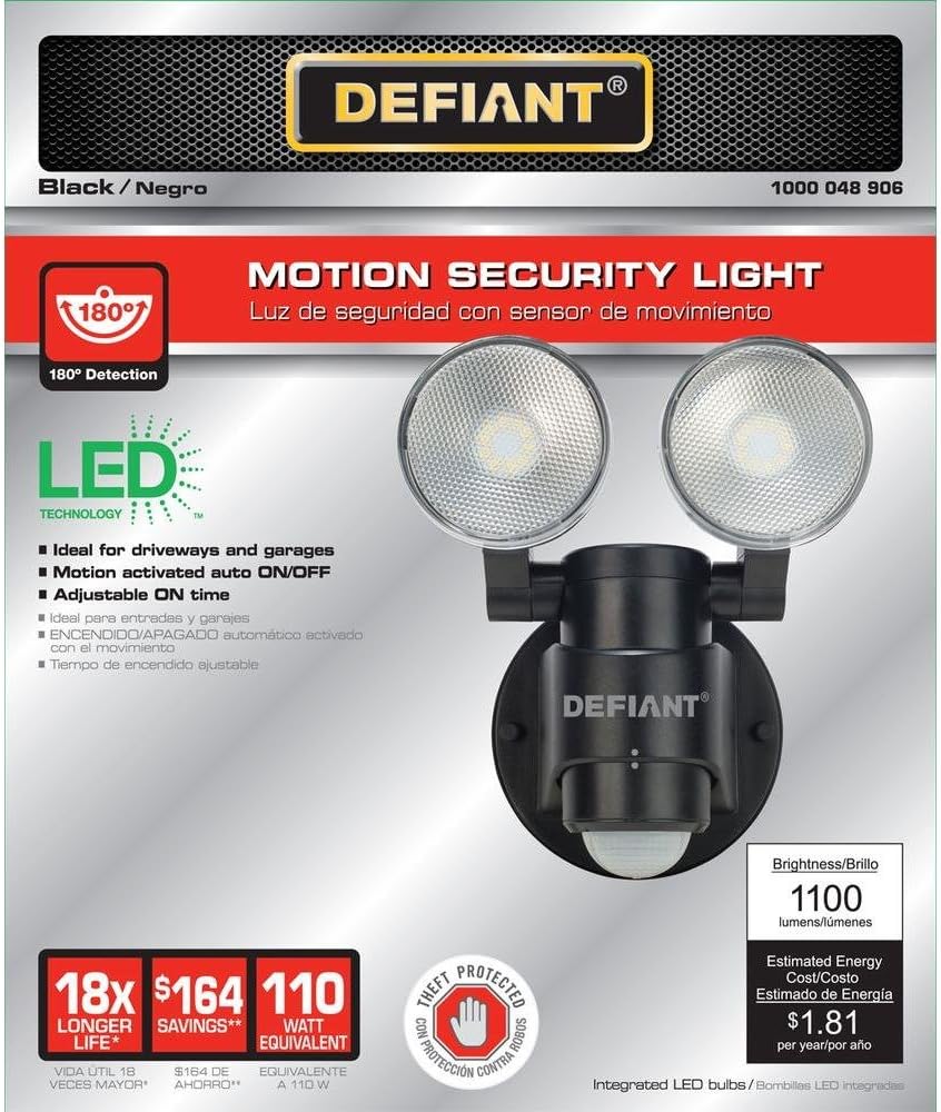 Outdoor Motion Activated 2-Head Flood Light, 180-Degree, Black G45145