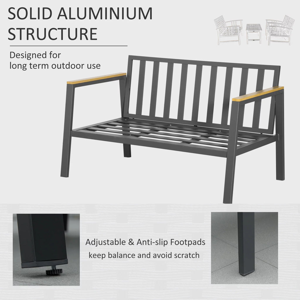 4 Piece Patio Furniture Set with 2 Armchairs, Loveseat, Coffee Table, Dark Gray K810