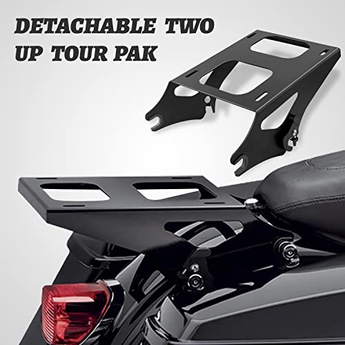 Detachable Two Up Tour Pack Luggage Rack for Harley Touring 2014-2021, Black G4097