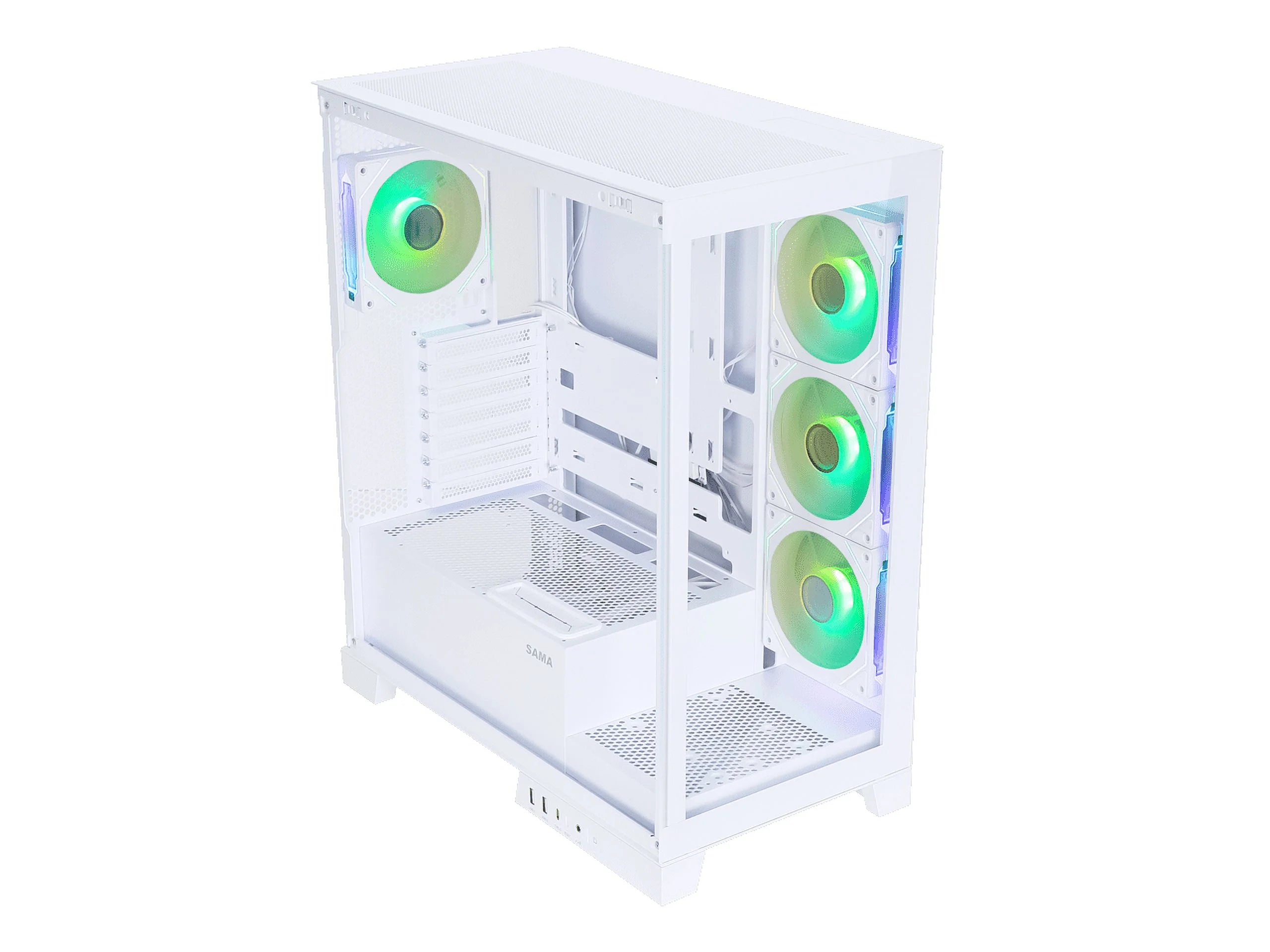 White Dual USB3.0 and Type C Tempered Glass ATX Mid Tower Gaming Computer Case with 4 x 120mm ARGB Fans J9160