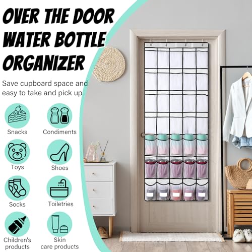 Over the Door Water Bottle Organizer with Elastic Strap Mesh Bag D721421