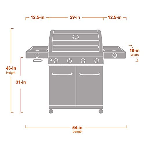 4-Burner Propane Gas Grill Stainless Steel Cabinet with Side Burner and Rotisserie Kit I16176