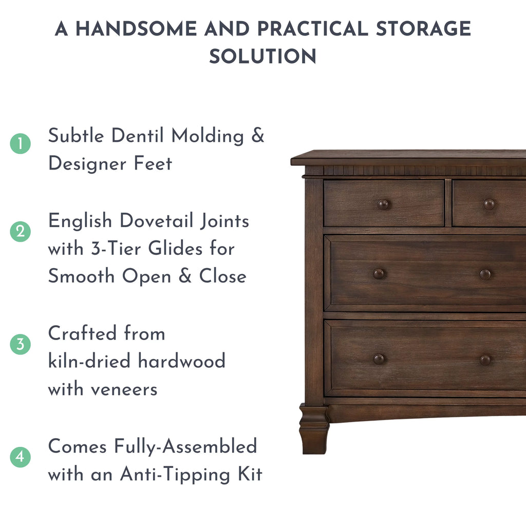 Antique Brown Double Dresser, 7 Drawers E338