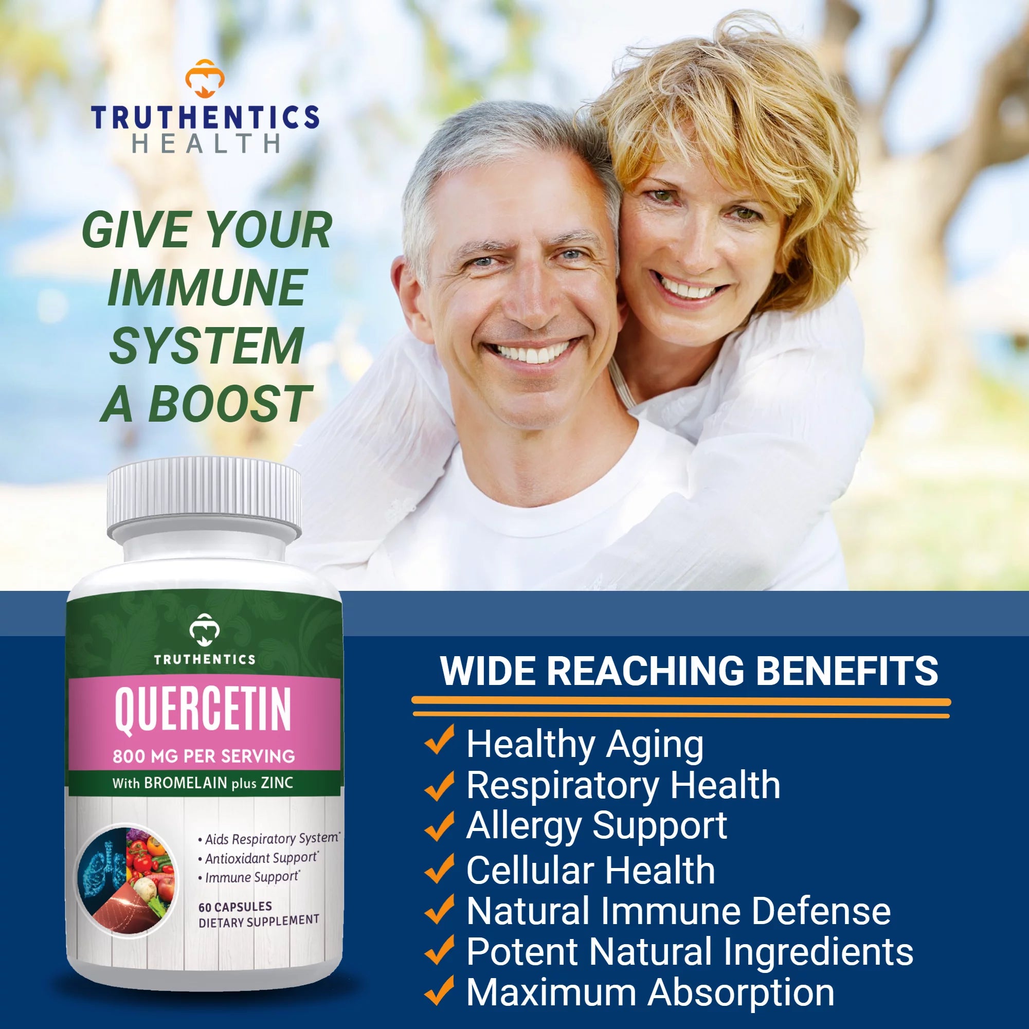 Quercetin with Bromelain Zinc Supplement, 800mg, 120 Capsules J1696