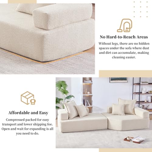 Lightweight Modular Sectional Sofa with Sleeper Bed, 4-Seat, Gray J728549