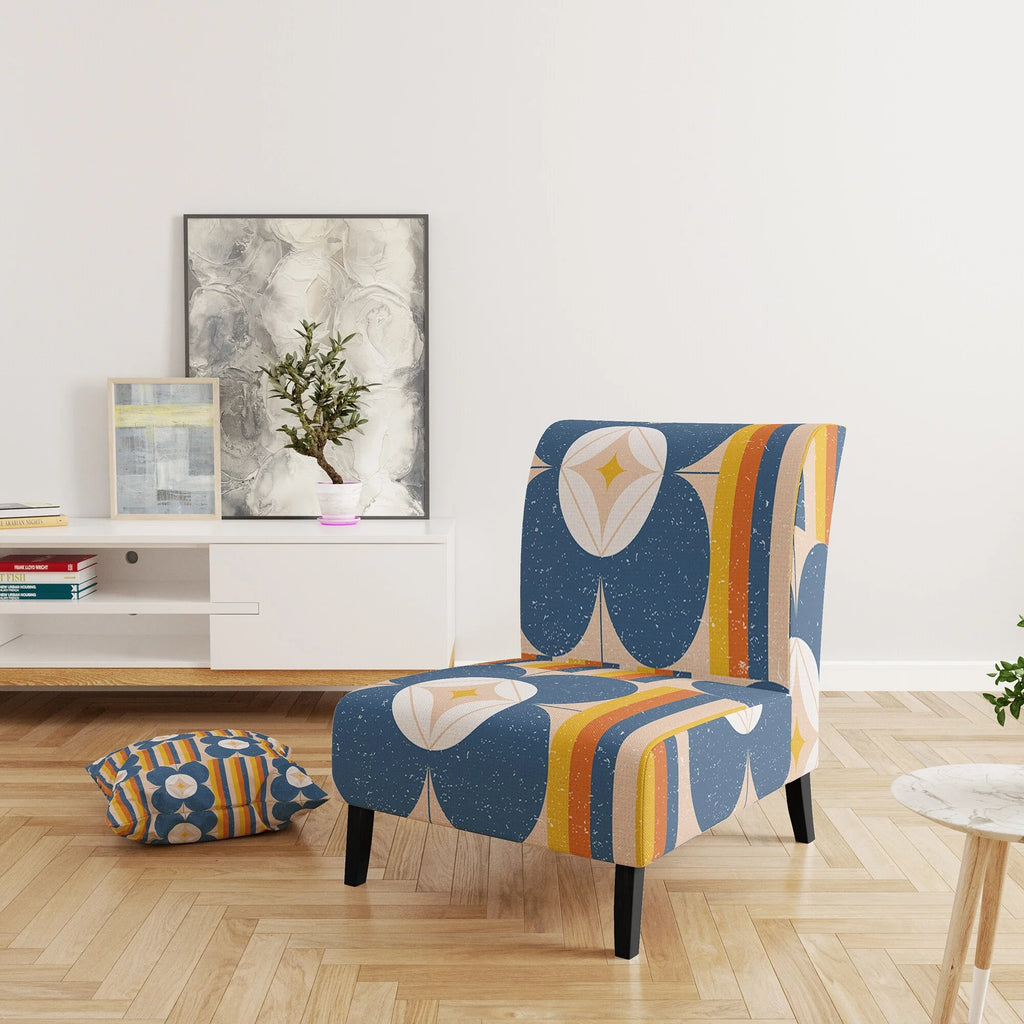 Retro Floral Upholstered Mid-Century Accent Chair S735