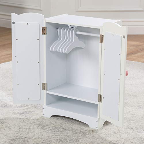 Wooden Doll Armoire with 6 Hangers for 18-Inch Dolls O873989
