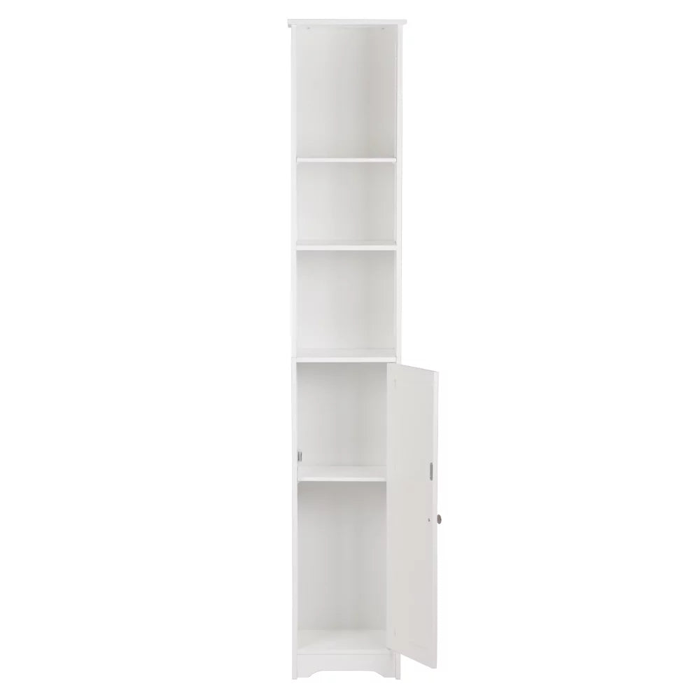 Tall Narrow Bathroom Storage Cabinet with 3 Open Shelves and 1 Door U9916